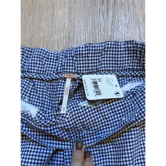 Free People Womens Blue Gingham Check Pants Size Medium NWT - Picture 5 of 7